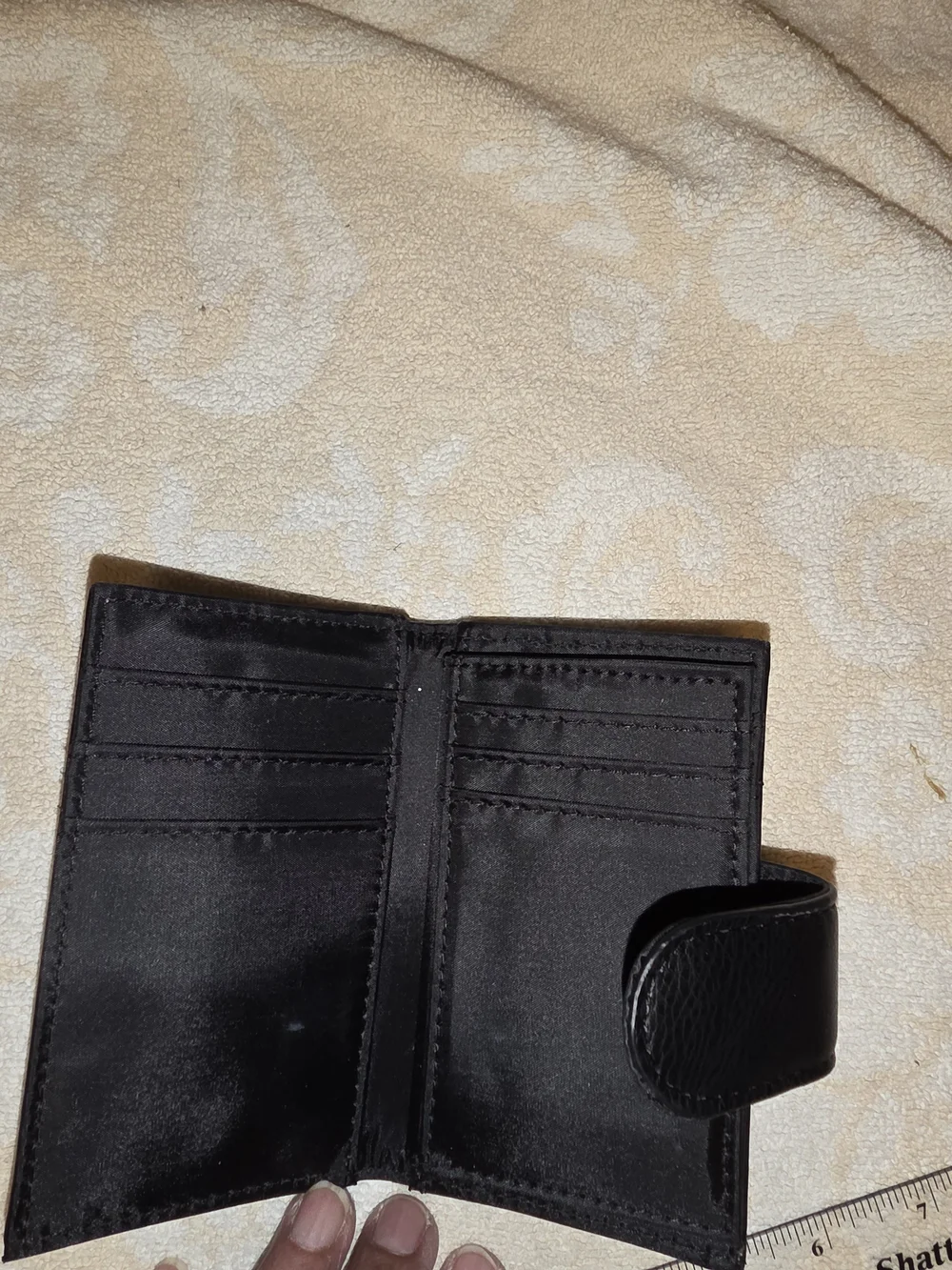 Small Leather Wallet with Snap Closure - Black